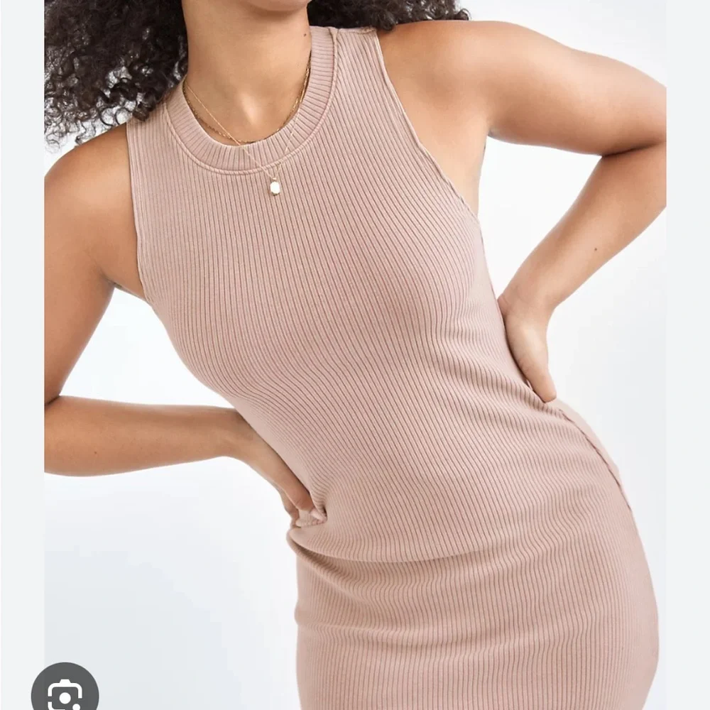 Wilfred Free X Aritzia Dunes Ribbed Crew Neck Mini Bodycon Dress Dawn Pink